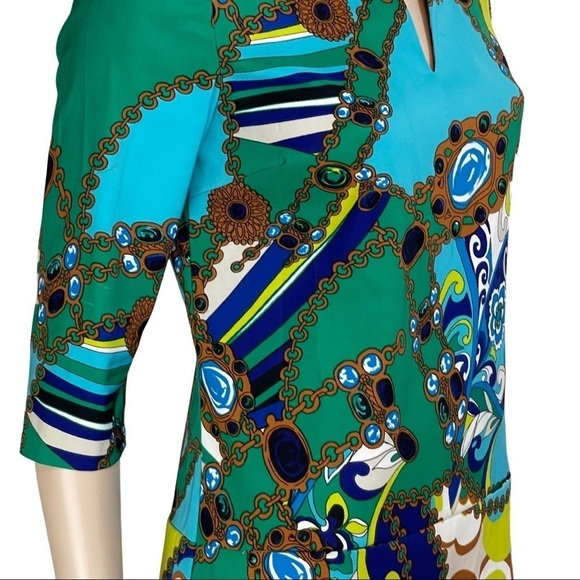 Sangria Size 6 Colourful Abstract 3/4 Sleeve Knee Length Business Dress … - Picture 9 of 16